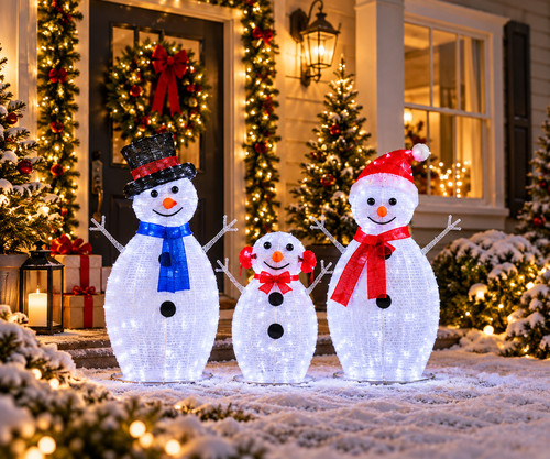 Set light up snowman - of,