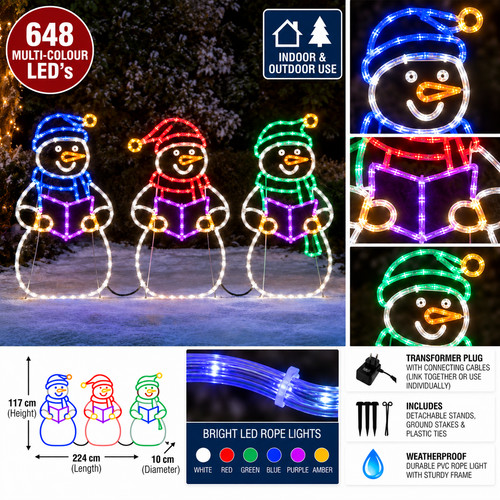 Carolling snowmen led rope - carolling,